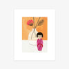 Kokeshi Doll & Flowers / Art Print