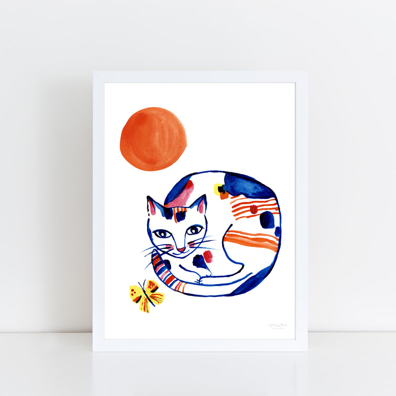 Nippon Cat & Butterfly / Art Print