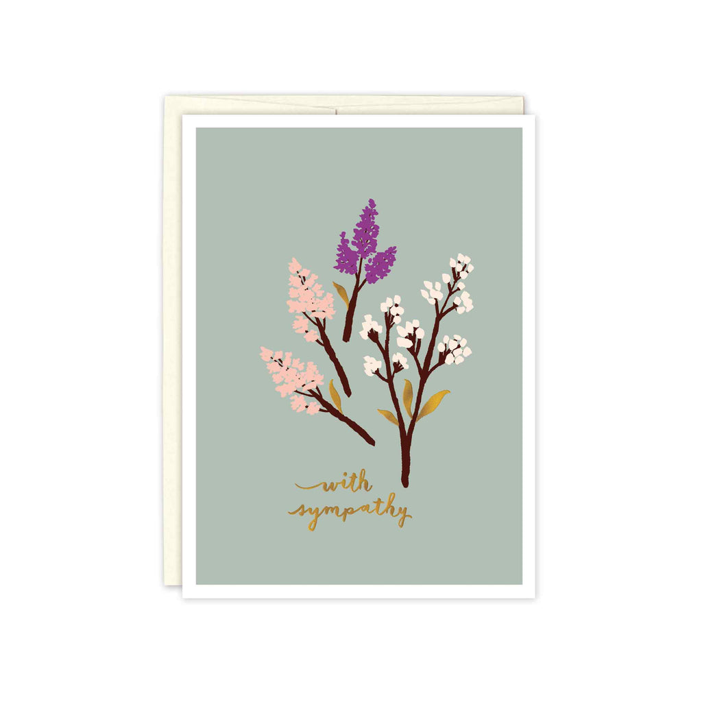 Elegant lilacs handpainted sympathy card by misha zadeh