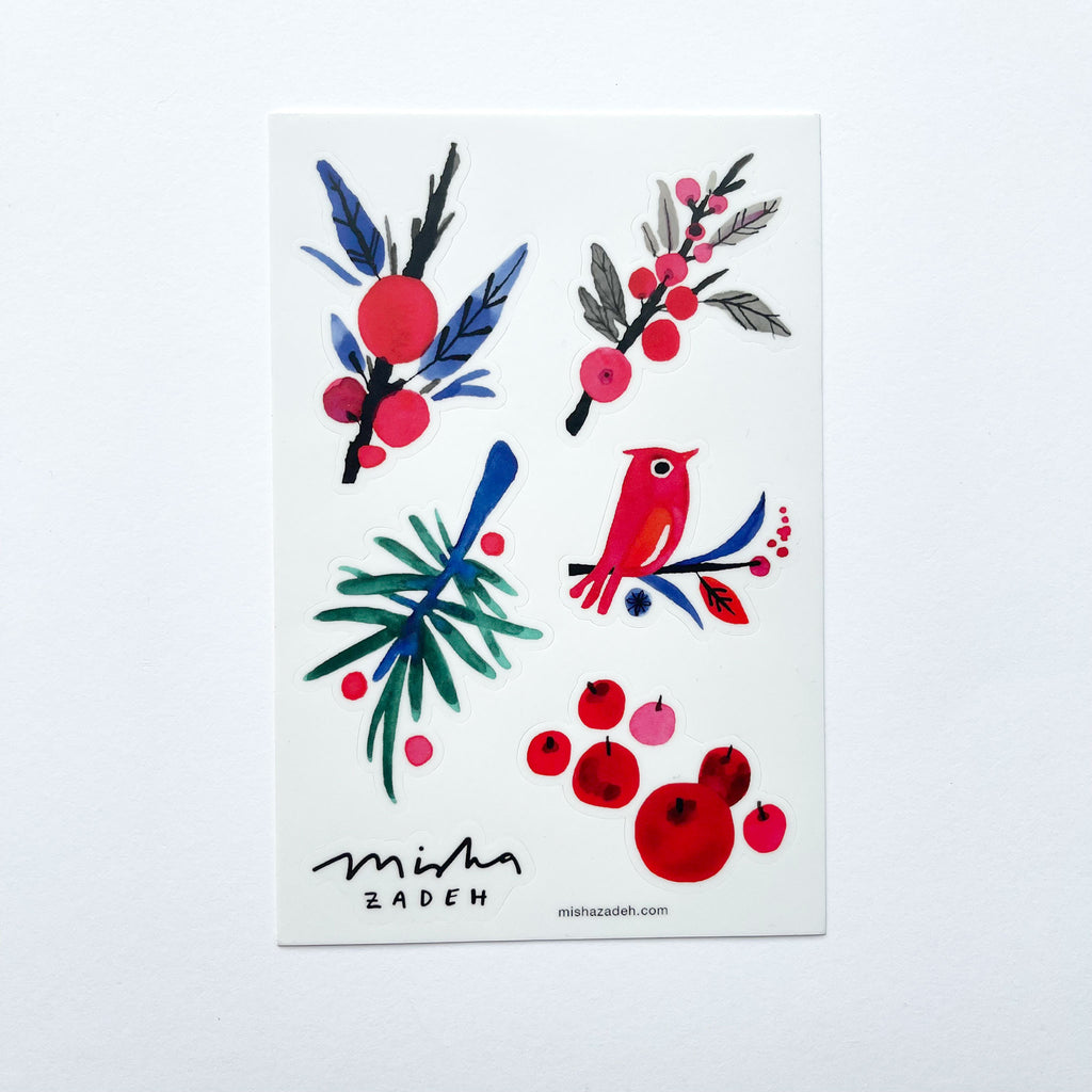 Misha Zadeh Branches and Berries Sticker Set on a white background