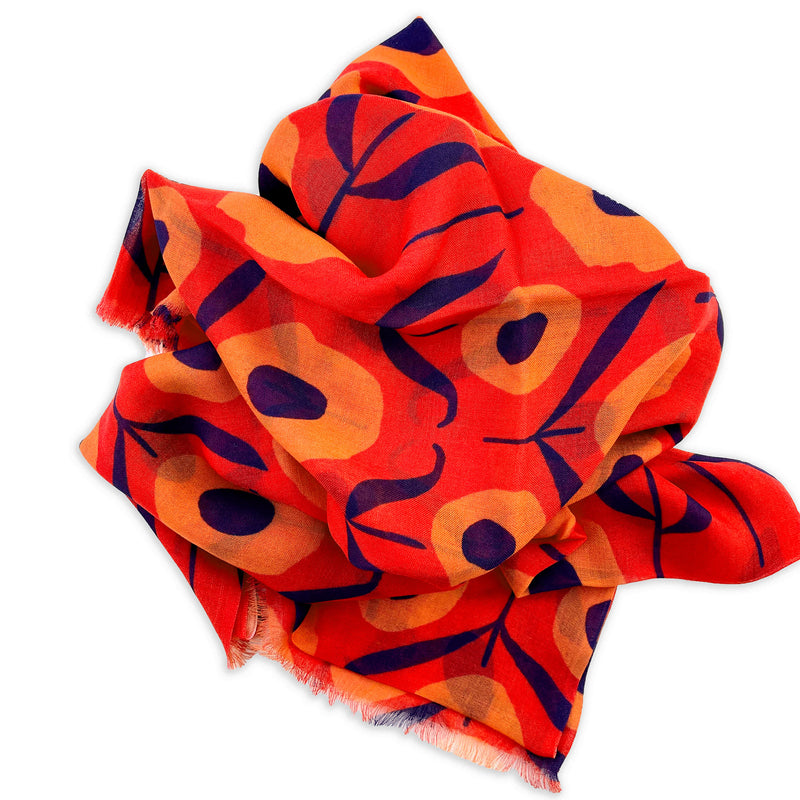 Country Poppies Modal Scarf by Misha Zadeh