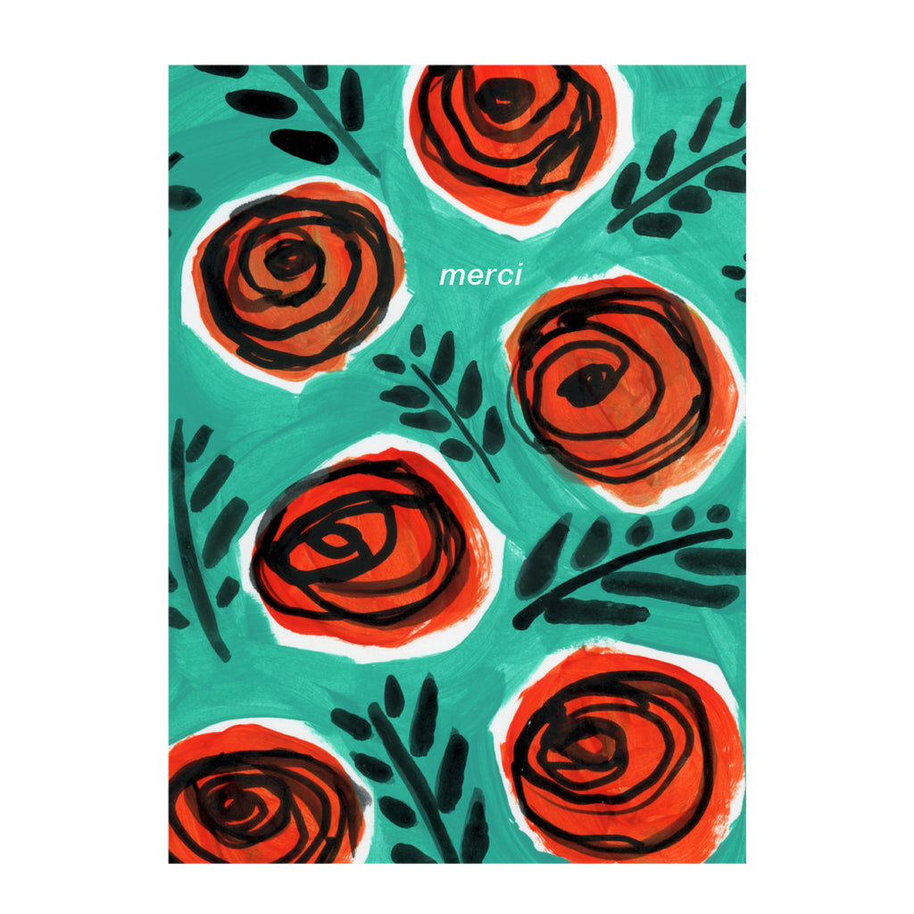 Teal Red Rose / Boxed Thank You Cards