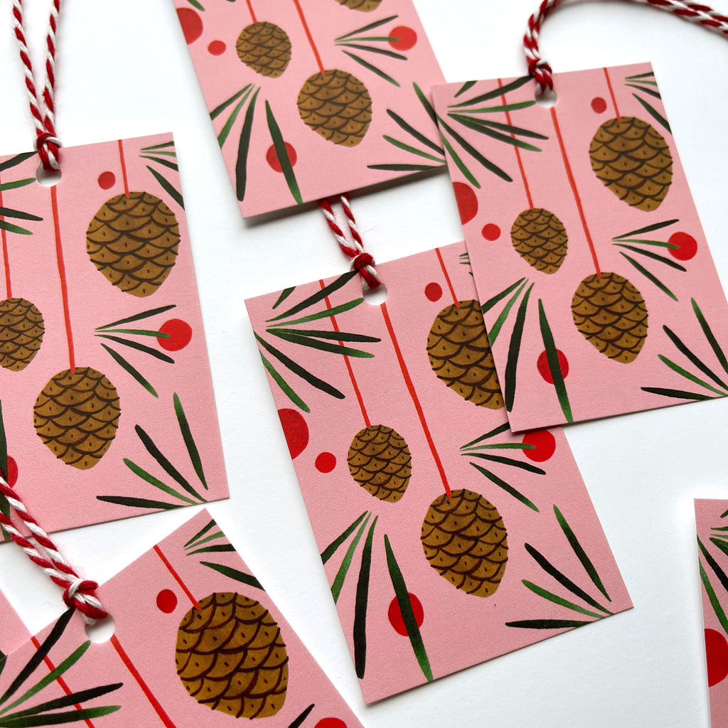 Pink Pinecone Gift Tags