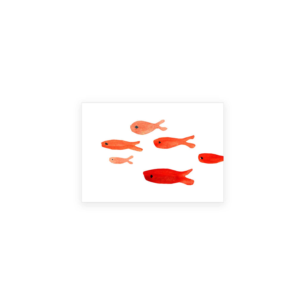 Red School of Fish blank note cards by Seattle artist Misha Zadeh