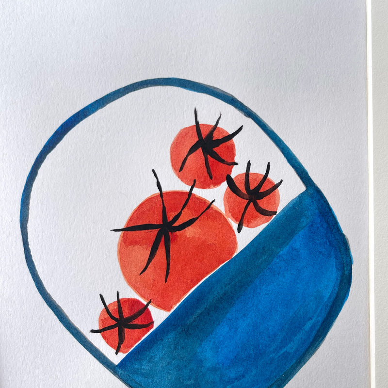 Tomato Basket / original, matted painting