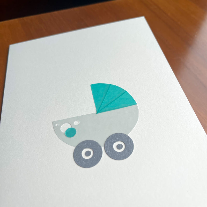 Sale -- Baby Buggy / handmade, cut-paper greeting card
