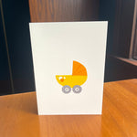 Sale -- Baby Buggy / handmade, cut-paper greeting card