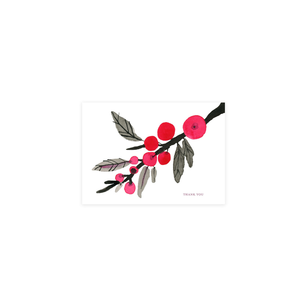 Festive Branch Holiday Thank You Cards