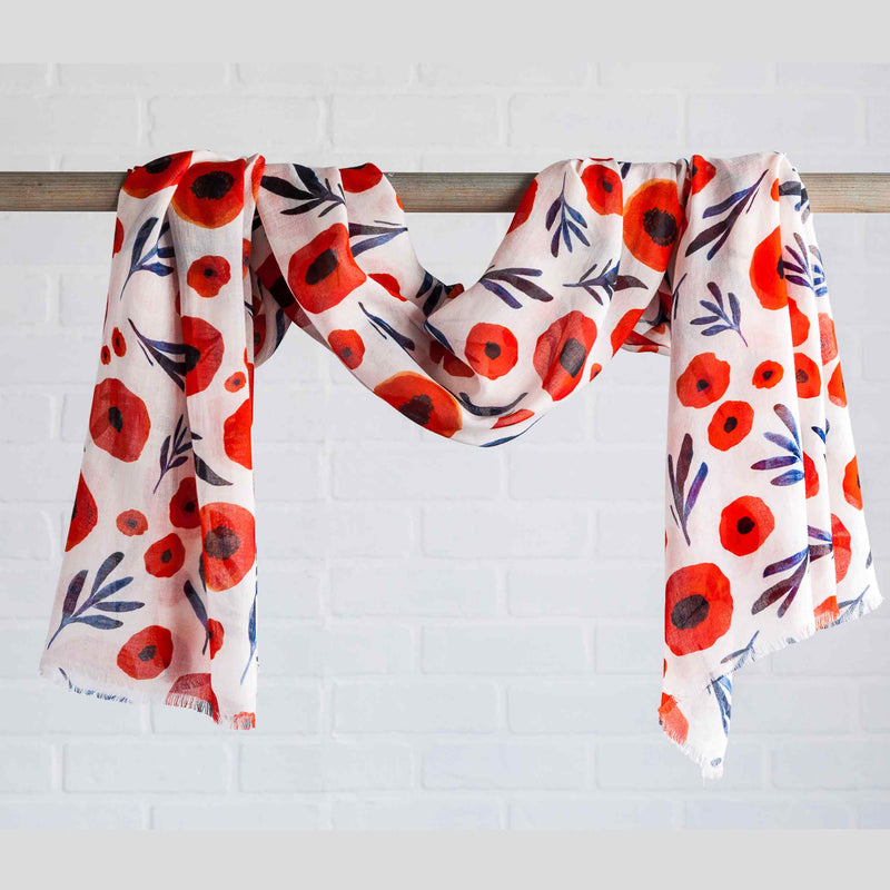 Misha Zadeh Poppy Specimen Modal Scarf, draped
