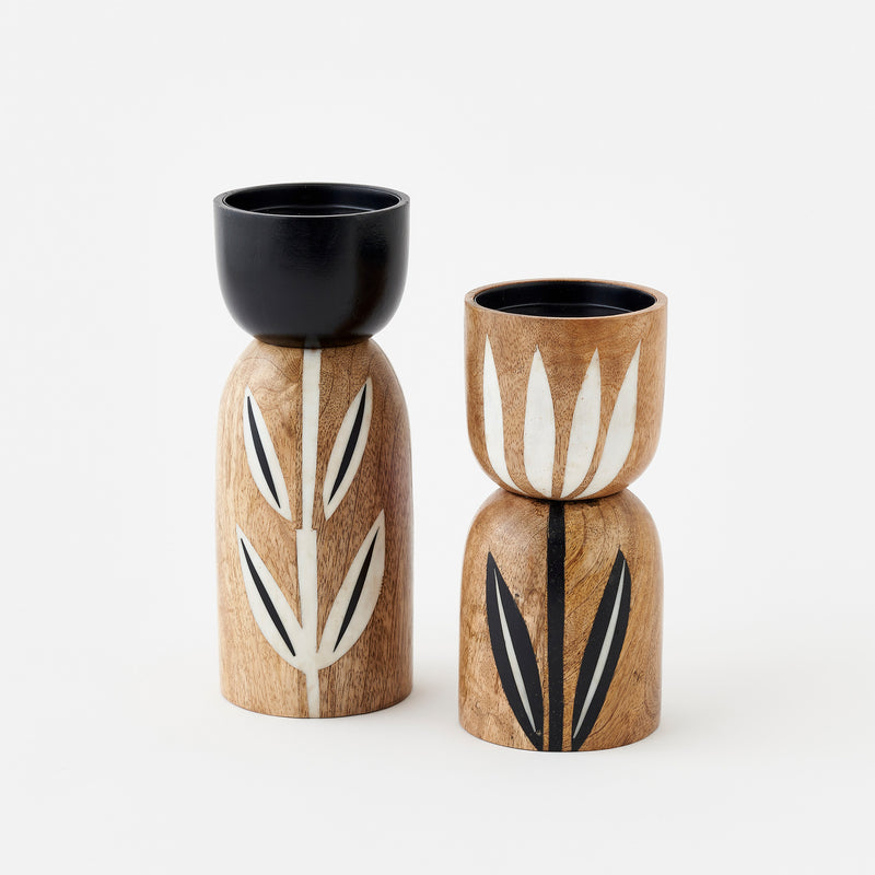 Mod Wood Tulips Candle Holders