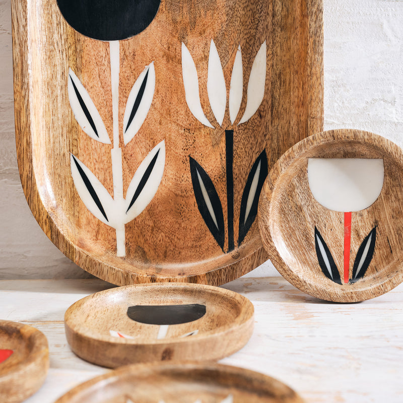 Mod Wood Tulips Coaster Set