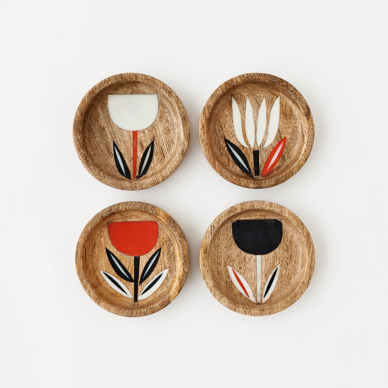 Mod Wood Tulips Coaster Set