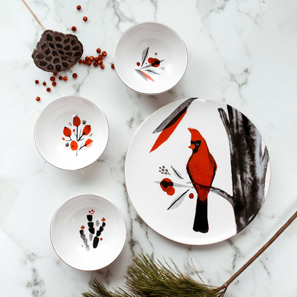 Red Cardinal Ceramic Plate