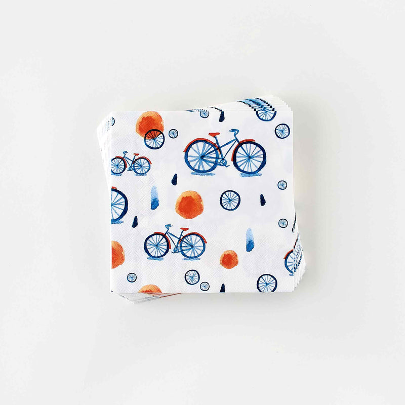 Misty Bicycle Screen Printed Paper Napkins by Misha Zadeh