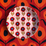 Red Poppies On Pink 8 inch modern ceramic plate by misha zadeh