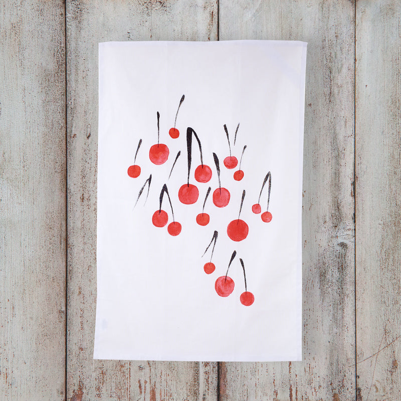 Misha Zadeh Fantastical Fruit Cherries Cotton Tea Towel
