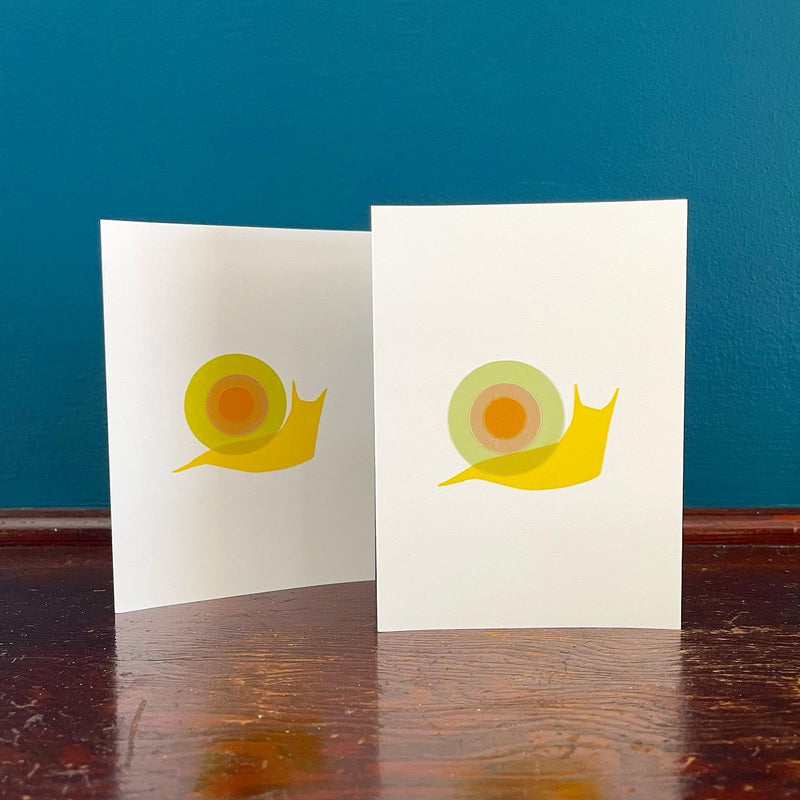 Snail, handmade, cut-paper greeting card